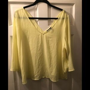 Green V Neck Sheer Shirt